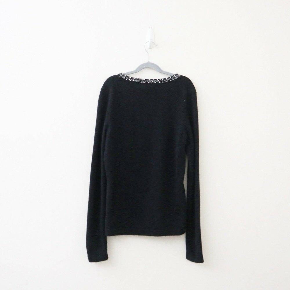 Lilly Pulitzer Size S Cashmere V Neck Pullover Sweater Black Bead Embellished - Picture 7 of 9